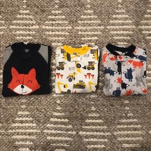 3 Pairs Boys 18 Mo. Carter’s One-Piece Fleece PJs
